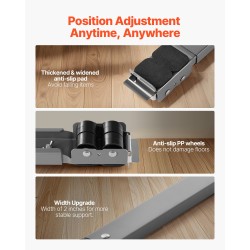 Säädettävä rullateline hiiliteräsrungolla 17.5–27.6 tuumaa 149.7 kg kantavuus 16 pyörää pesukoneille