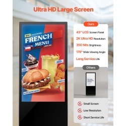 Digitaalinen mainoskioski 43-tuumainen 2K LCD-näyttö IR-monikosketus Android 11 pyörillä