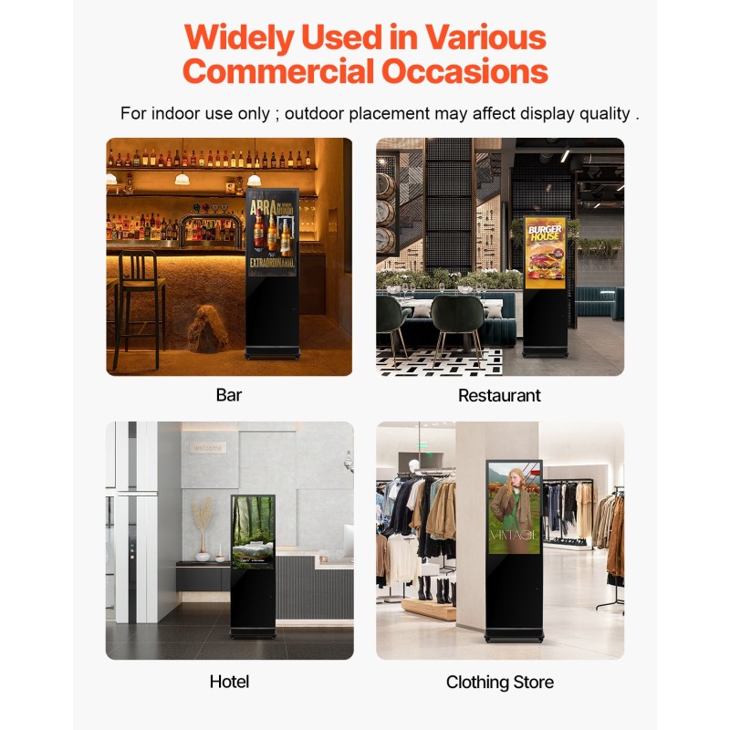 Digitaalinen mainoskioski 43-tuumainen 2K LCD-näyttö IR-monikosketus Android 11 pyörillä