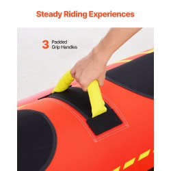 Vedettävä vesirengas nylonpäällysteinen veneilyyn 1–3 henkilölle pehmustetut kahvat pikaventtiilillä