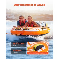 Vedettävä vesirengas 1–2 hengelle PVC-sisärengas nylonpäällinen pehmustetut kahvat D-muotoinen profiili