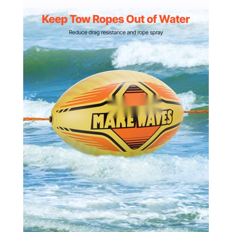 Täytettävä vetopallo vedettävälle vesilelulle PVC-sisäosalla 1010×650×650 mm 3 PE-köyttä