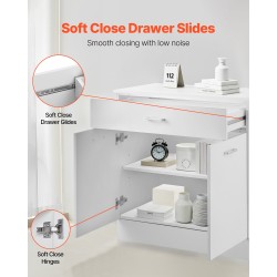 Alakaappi valkoinen puu shaker-tyylinen 1 laatikko 2 ovea monikäyttöinen