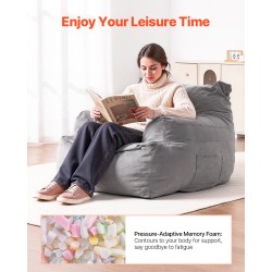 Säkkituoli plyysipäällisellä korkeatiheyksinen vaahtotäyte harmaa aikuisille 1118x1143x780 mm