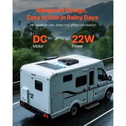 Kattotuuletin matkailuautoon 14 tuuman 12 voltin 10 nopeutta sähköinen yläkansi sadetunnistin kaukosäädin