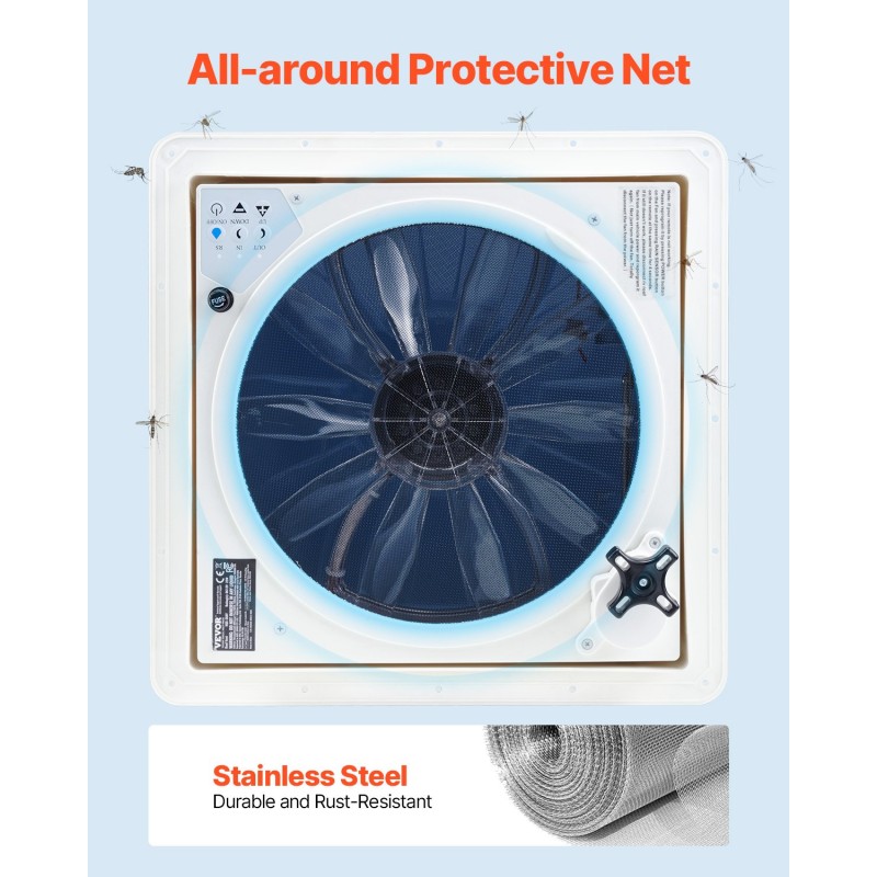 Kattotuuletin matkailuautoon 14 tuuman 12 voltin 10 nopeutta sähköinen yläkansi sadetunnistin kaukosäädin