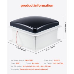 Kattotuuletin matkailuautoon kaksitoistavolttinen neljätoista tuuman aukkoon sateentunnistimella kaukosäätimellä kymmenellä