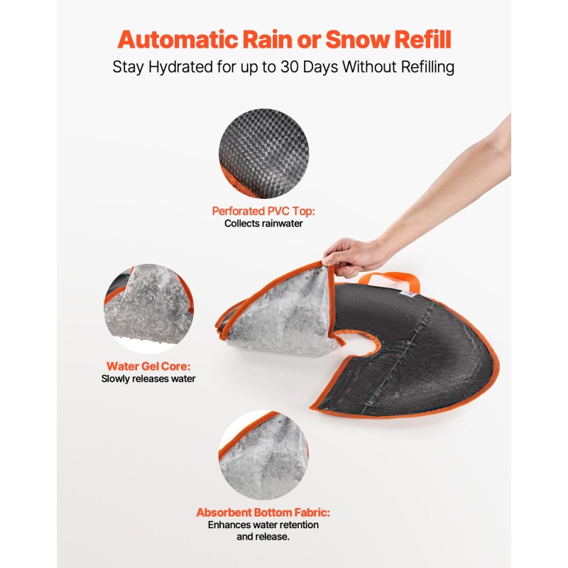 Itsekasteleva kastelurengas puuille PVC-materiaali 4 kpl 37,8 l