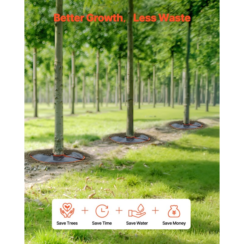 Itsekasteleva kastelurengas puuille PVC-materiaali 4 kpl 37,8 l