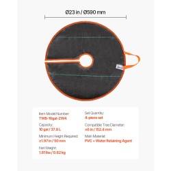 Itsekasteleva kastelurengas puuille PVC-materiaali 4 kpl 37,8 l