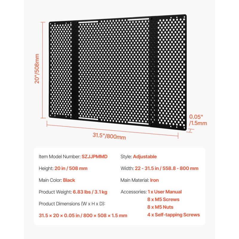 Säädettävä rautaritilä matkailuauton oveen 558–800 mm musta lemmikkiystävällinen