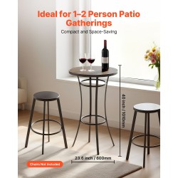 Pyöreä baaripöytä teräsrunko PVC-laminoitu 60 cm pöytätaso 101 cm korkea musta