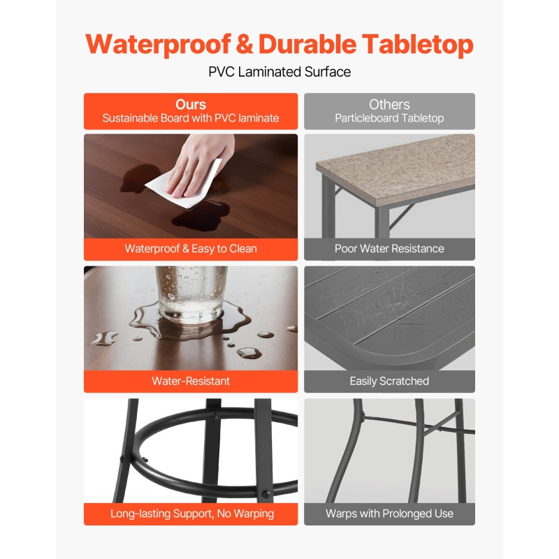 Pyöreä baaripöytä teräsrunko PVC-laminoitu 60 cm pöytätaso 101 cm korkea musta