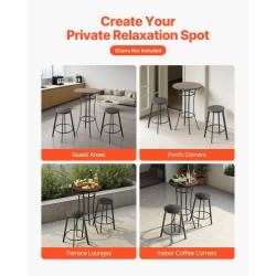 Pyöreä baaripöytä teräsrunko PVC-laminoitu 60 cm pöytätaso 101 cm korkea musta