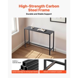 Baaripöytä teräsrunko vesitiivis kansi 1200 x 375 mm musta sisä- ja ulkokäyttöön