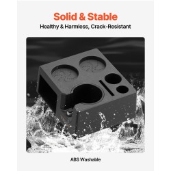 Espresson tamppausasema musta muovi 51–58 mm kahvakahvoille seitsemänpaikkainen säilytys silikonijaloilla