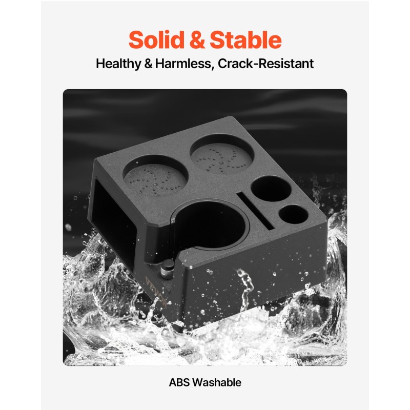 Espresson tamppausasema musta muovi 51–58 mm kahvakahvoille seitsemänpaikkainen säilytys silikonijaloilla