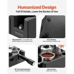 Espresson tamppausasema musta muovi 51–58 mm kahvakahvoille seitsemänpaikkainen säilytys silikonijaloilla