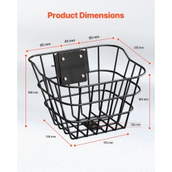 Etukori teräksestä 245x215x180 mm 9 kg kantavuus sähköskoottereille ja polkupyörille