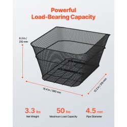 Metallinen polkupyörän takakori 22 kg kantavuudella vesitiivis suojapeite