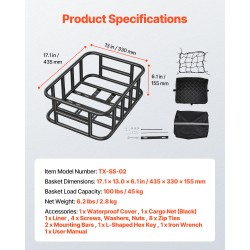 Takakori polkupyörään ruosteenkestävä metallirakenne 435 x 330 x 155 mm 45 kg