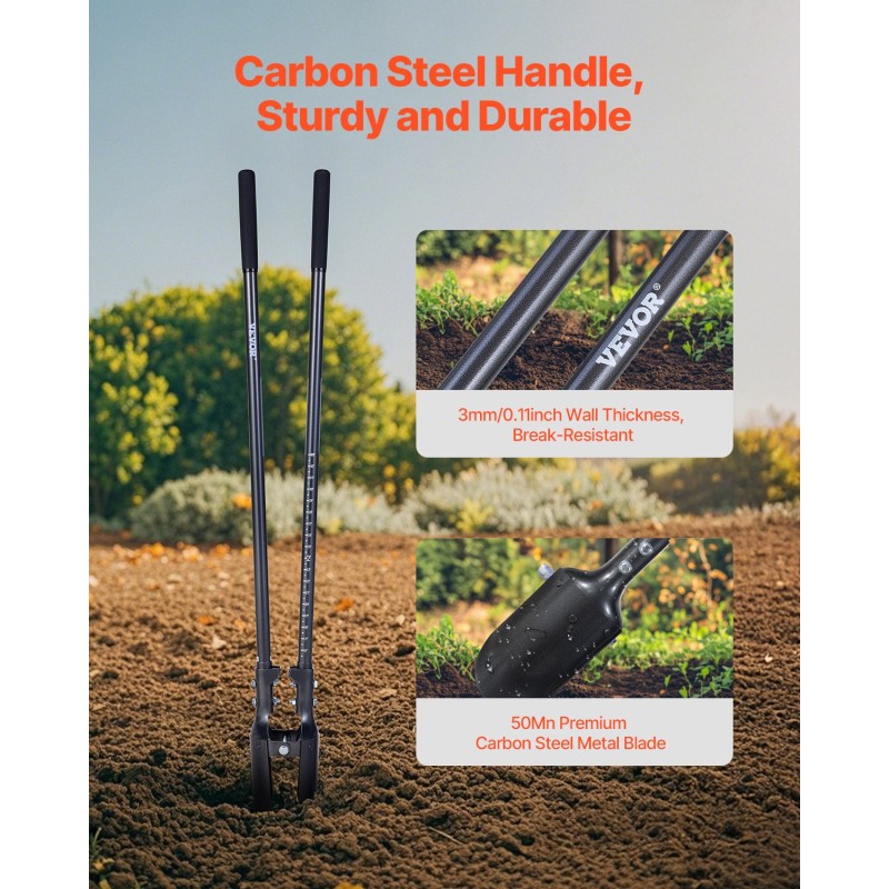 Käsikäyttöinen kuoppakaivuri puutarhaan ja maatilaan 145 mm halkaisija 1460 mm