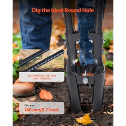 Käsikäyttöinen kuoppakaivuri puutarhaan ja maatilaan 145 mm halkaisija 1460 mm