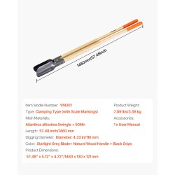 Käsikäyttöinen kuoppapora 110 mm halkaisija 1460 mm pituus puuvarsi 50Mn-terä puutarhaan