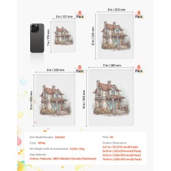 Maalauspohjat 32 kpl valkoiset puuvilla ja polyesteri sekä keskitiheä kuitulevy neljä kokoa