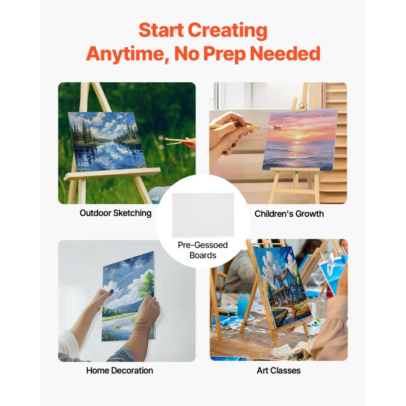 Maalauspahvipaneelit valmiiksi pohjustetut puuvilla polyesteri MDF 305x406 mm 24 kpl