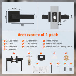 Ovenpainike mattamusta sinkkiseos 10 kpl yksityisyyssalvalla 35–45 mm oviin