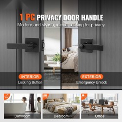 Ovenkahva mattamusta sinkkiseos yksityisyyden lukitus 35–45 mm sisäoviin 1 kpl