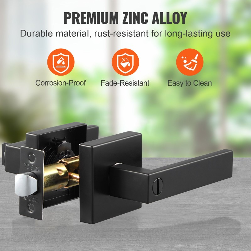 Ovenkahva mattamusta sinkkiseos yksityisyyden lukitus 35–45 mm sisäoviin 1 kpl