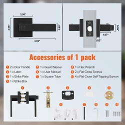 Ovenkahva mattamusta sinkkiseos yksityisyyden lukitus 35–45 mm sisäoviin 1 kpl