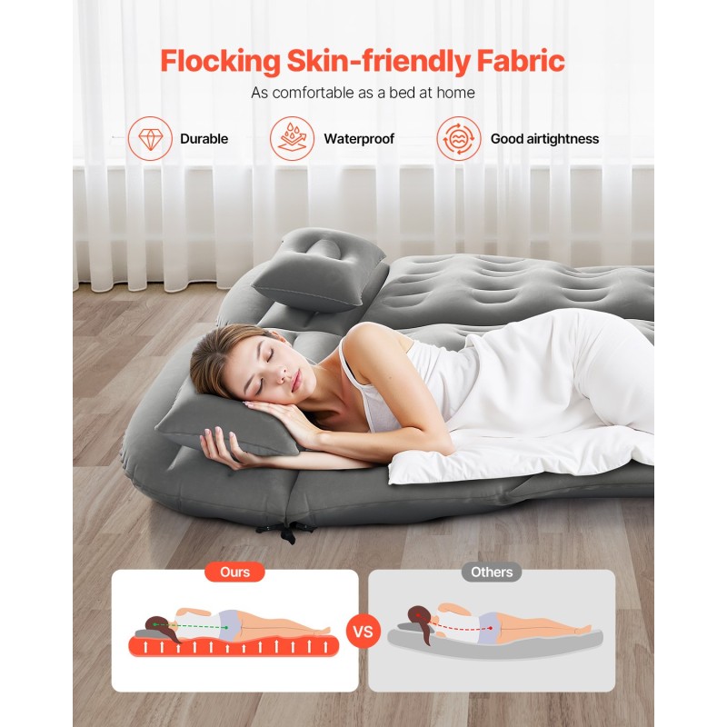 Auton ilmapatja nukkapintainen PVC-materiaali 1750x1330x150 mm 6 ilmakammiota