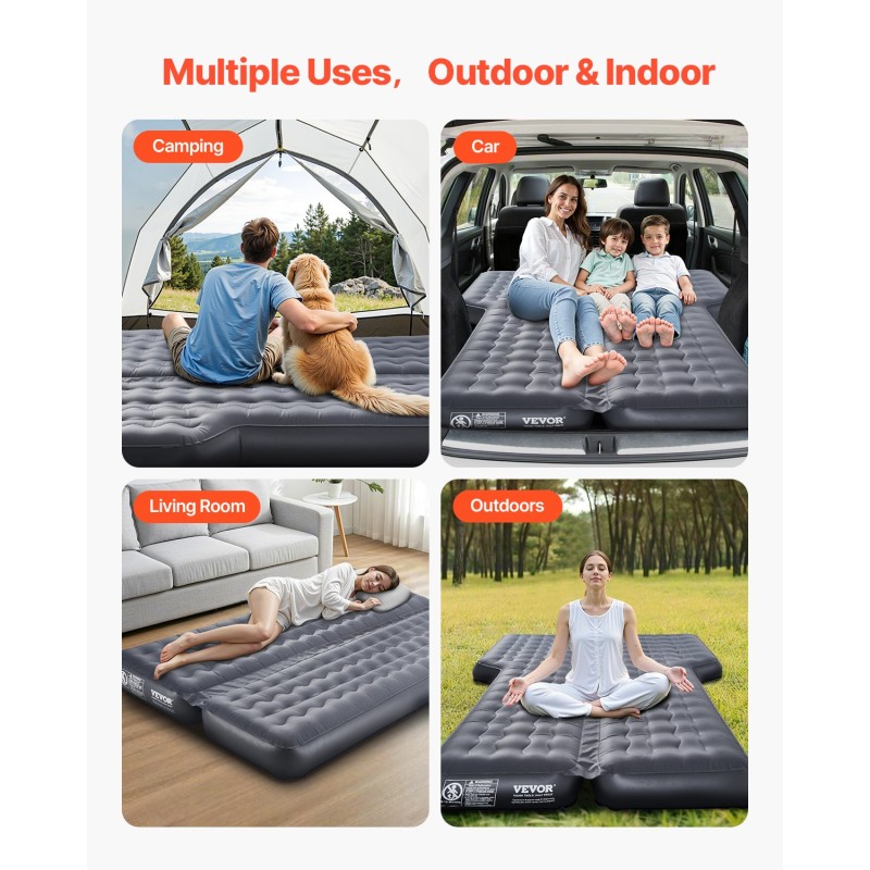 Auton ilmapatja Oxford-pintakangas PVC kaksi ilmakammiota harmaa 1950x1235x145 mm