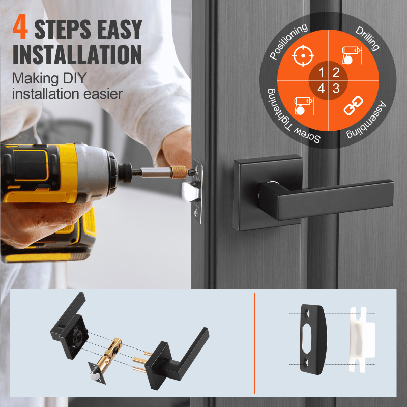 Välioven painikkeet sinkkiseos 6 kpl mattamusta ei-lukittava käännettävä sisäoviin