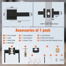 Välioven painikkeet sinkkiseos 6 kpl mattamusta ei-lukittava käännettävä sisäoviin