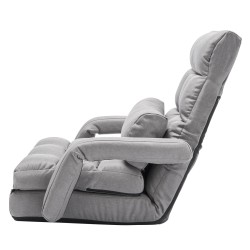 Taitettava lattiatason nojatuoli vaahtomuovitäytteellä teräsrunko harmaa säädettävä selkänoja 5 asentoa