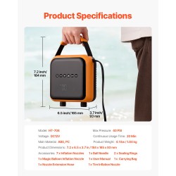 Sähköpumppu SUP-laudoille 12 voltin 6 esiasetusta kompaktilla kantorepulla