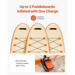 Sähköinen SUP-lautapumppu ladattava 6000 mAh akku 20 PSI LED-näyttö 7 suutinta ABS-muovi