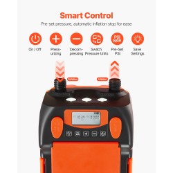 Sähköinen SUP-lautapumppu ladattava 6000 mAh akku 20 PSI LED-näyttö 7 suutinta ABS-muovi