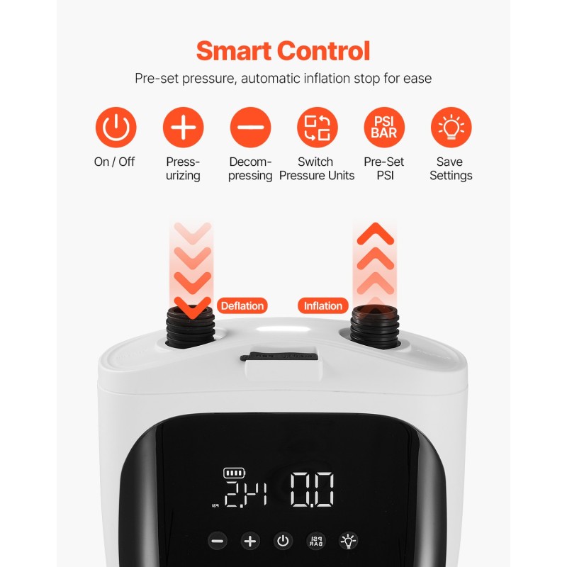 Langaton SUP-ilmapumppu 4000 mAh akulla 20 PSI 7 suutinta