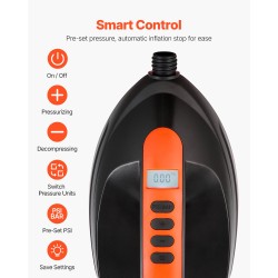 Sähkökäyttöinen muovinen ilmapumppu SUP-laudoille 12V digitaalinäytöllä 20 PSI