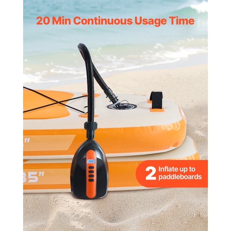 Sähkökäyttöinen muovinen ilmapumppu SUP-laudoille 12V digitaalinäytöllä 20 PSI