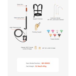 Teleskooppinen painepesurin jatkovarsi alumiininen 6,36 m ulkopintojen pesuun