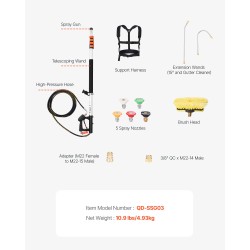 Teleskooppinen alumiinivarsi painepesuriin 5,44 m 5 suuttimella