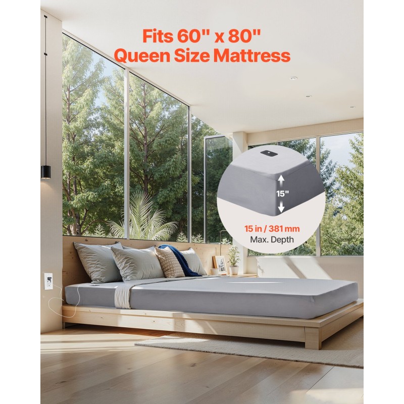 Maadoituslakana queen-kokoinen joustoreunainen 90% puuvilla 10% hopeakuitu mukana testeri 4,5 m johto