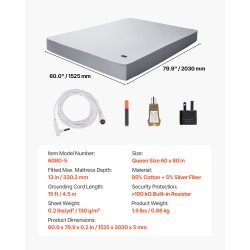 Maadoituslakana joustinlakana Queen-koko 95% puuvillaa 5% hopeakuitua