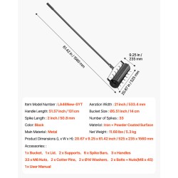 Rullaava käsikäyttöinen nurmikon ilmaaja rautainen 21 tuuman 33 piikkiä
